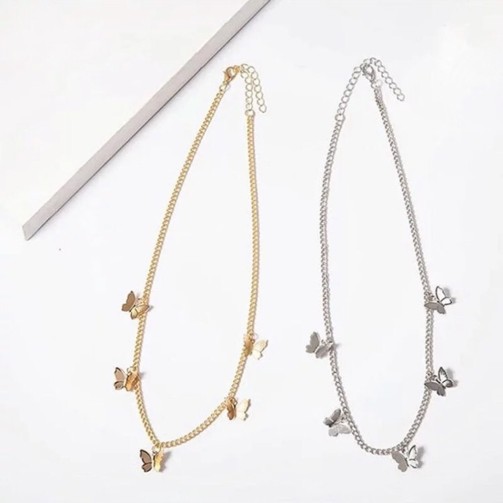 ⚜️[𝟯/$𝟭𝟴]⚜️5 Butterfly Charms Gold Choker NEW - Picture 8 of 11